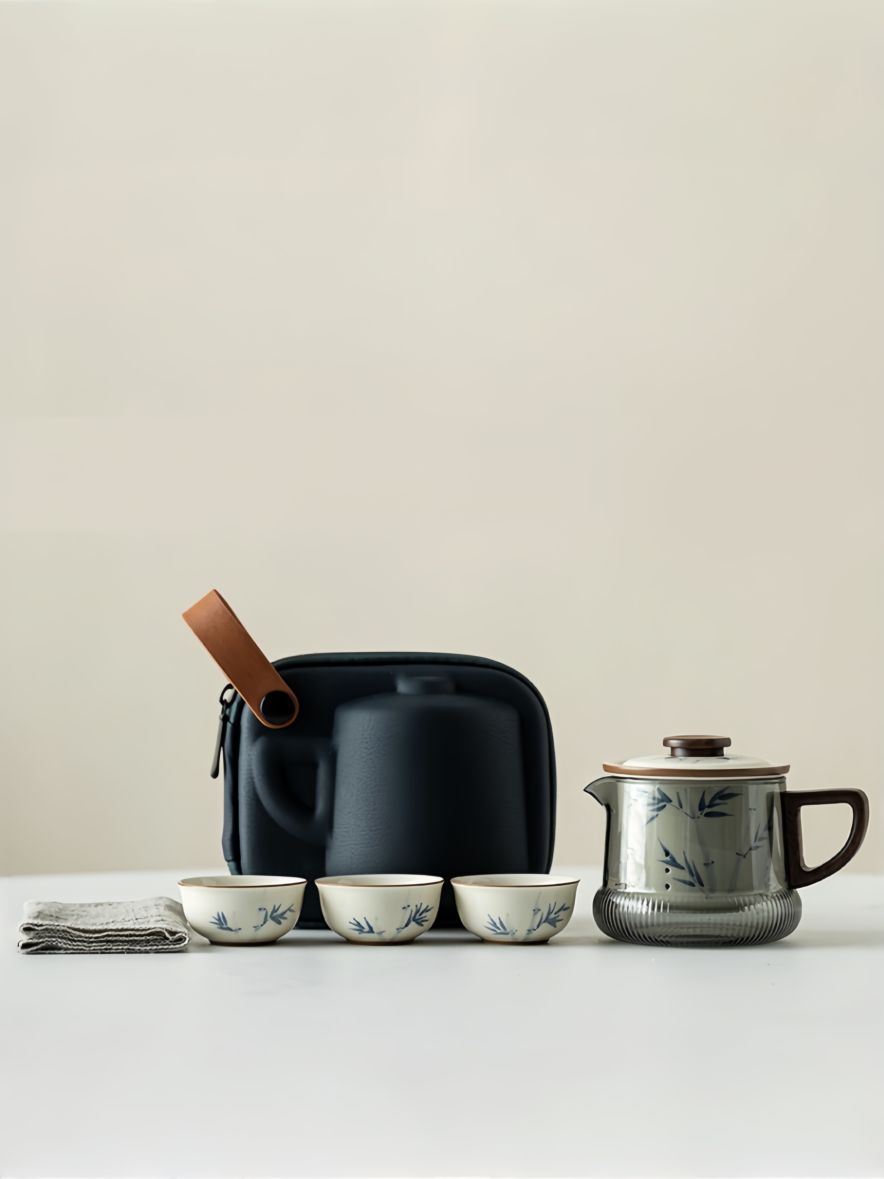 Modern Style Travel Tea Set 250ml, Teapot with infuser+3 Cups