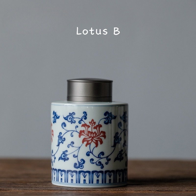 Porcelain Tea Caddy 300ml, 9 Styles Optional