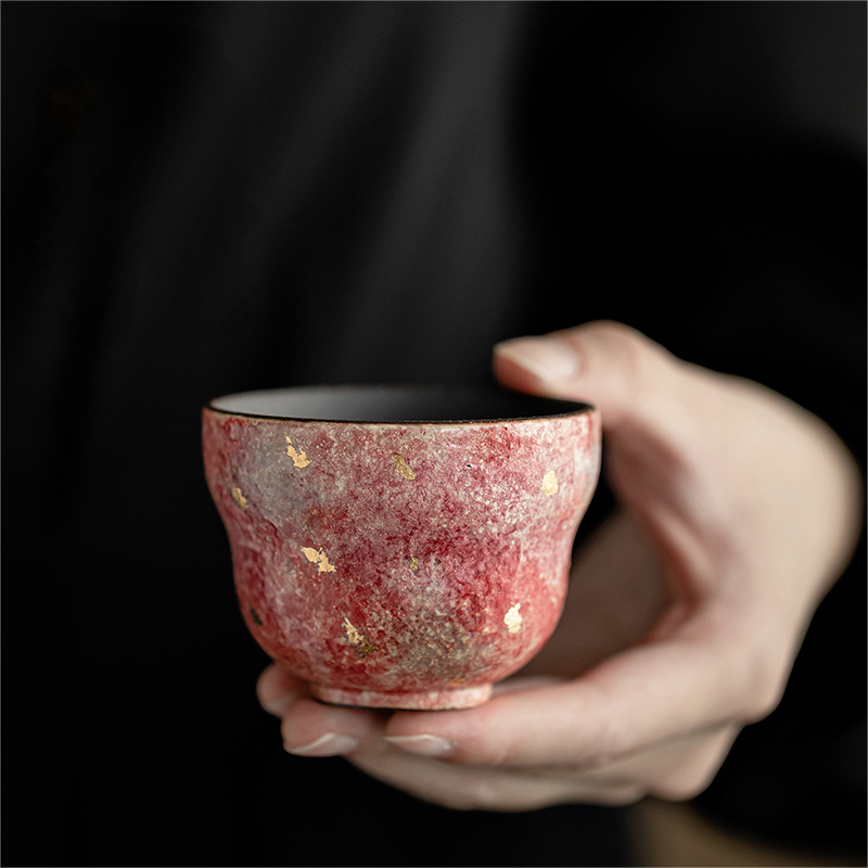 Japanese Style Red Stoneware Tea Cup 70ml
