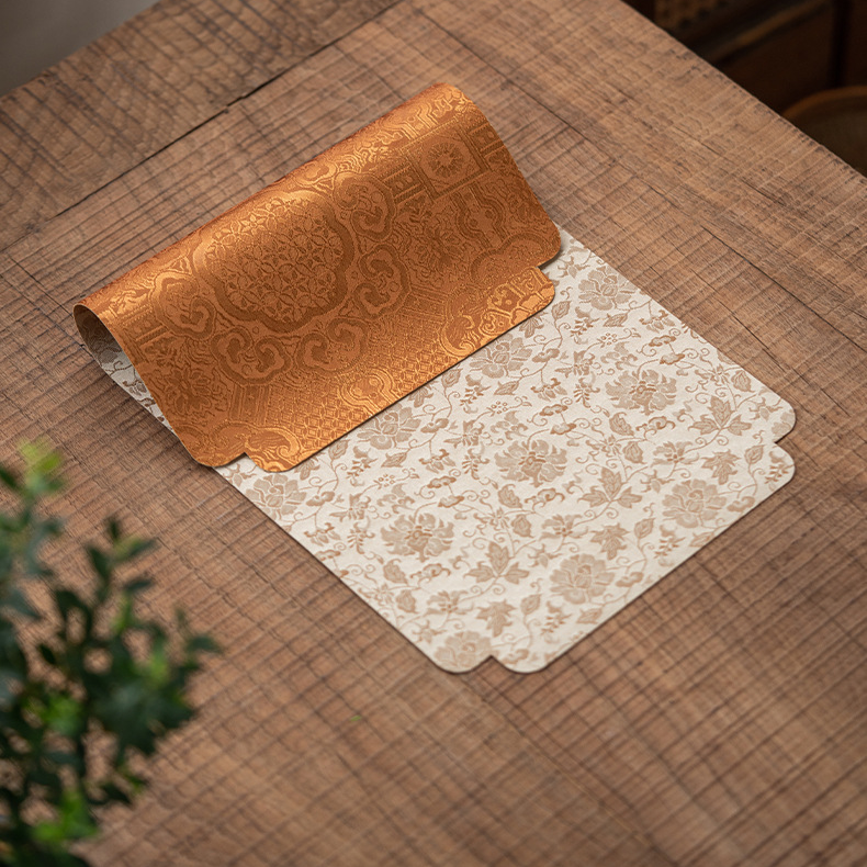 Scrolling Lotus Pattern Tea Mat, 4 Colors Optional