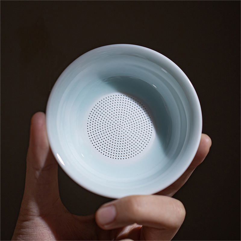 Shadow Blue Porcelain Strainer+Holder