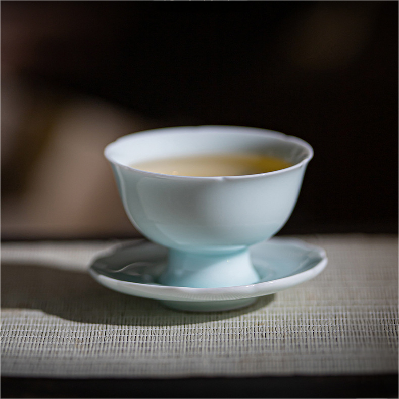Shadow Blue Porcelain Tea Cup with Saucer 75ml
