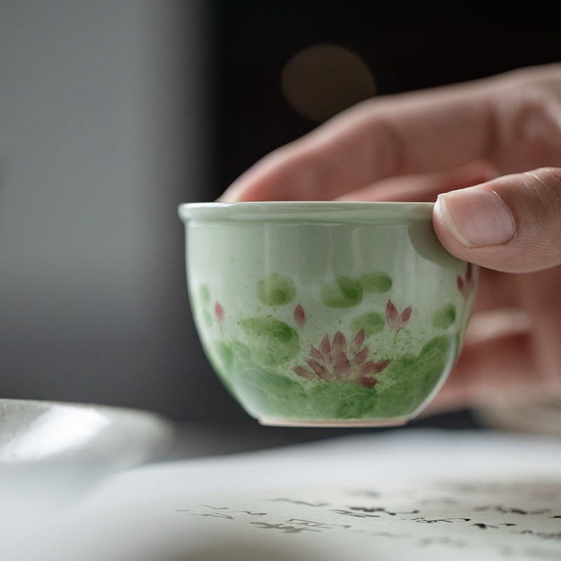Lotus Tea Cup, Handmade Porcelain Kung Fu Tea Cup 70ml