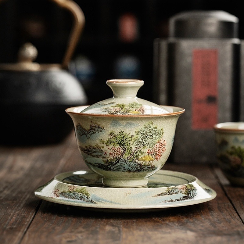Spring Landscape Gaiwan with Sacuer 160ml