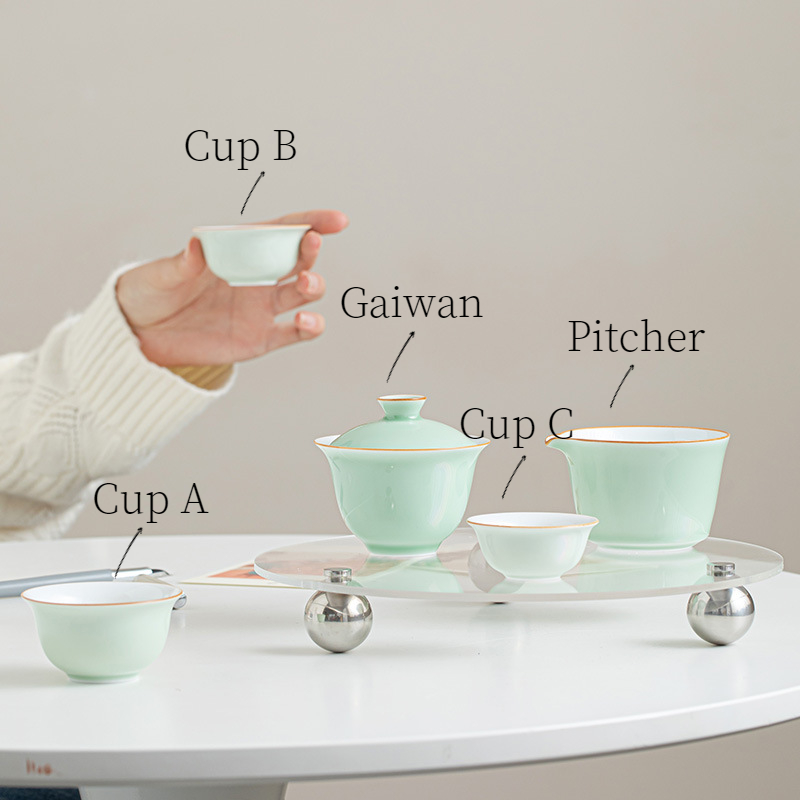 Minimalist Travel Tea Set, 4 Colors Available, Gaiwan*1+Pitcher*1+Cups*3