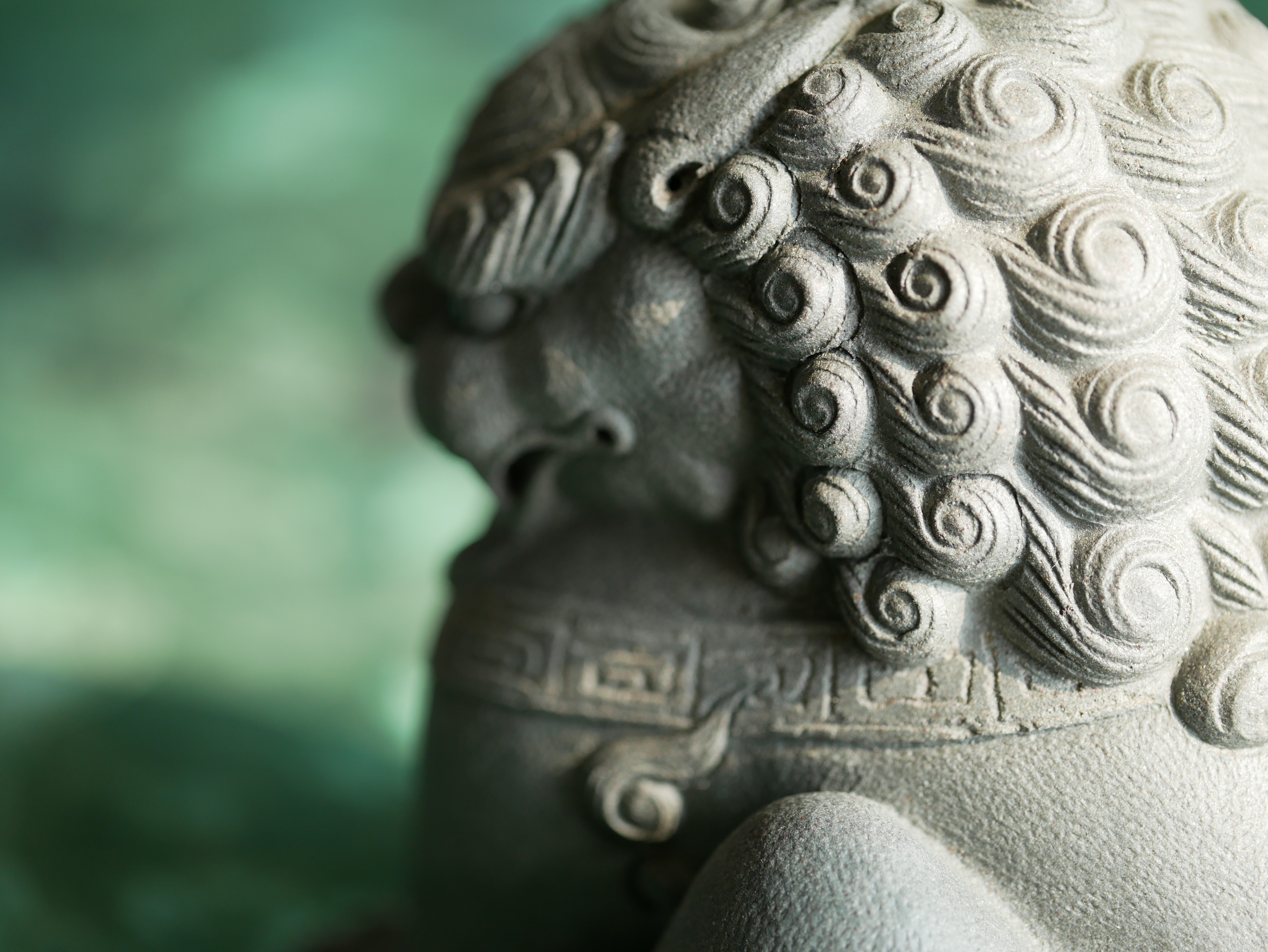 Guardian Lion Figurine, Handmade Ceramic Sculpture, Made of Yixing Zisha Clay