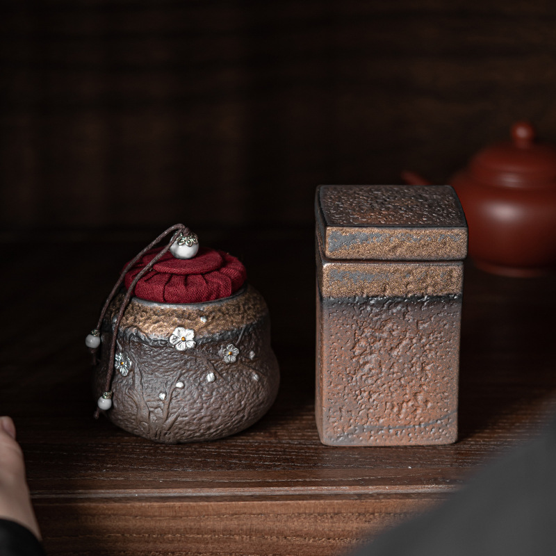 Wabi-Sabi Style Stoneware Tea Caddy