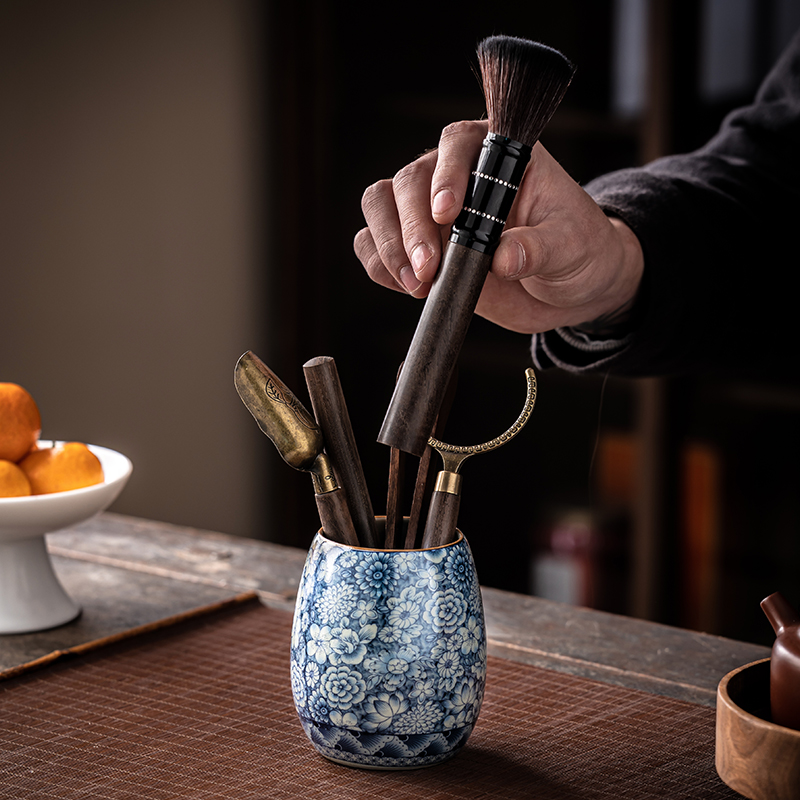 Myriad of Flowers Tea Ceremony Tool Kit, Kung Fu Tea Accessories Set with Container