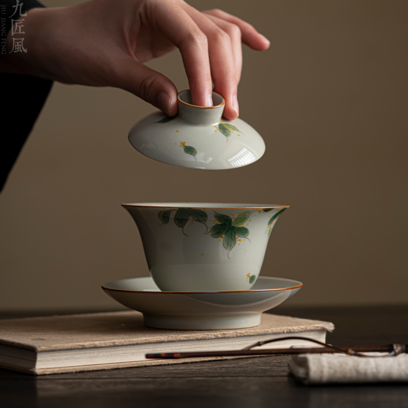 Cute Sweet Gaiwan with Saucer 130ml, Osmanthus/Wisteria/Cherry