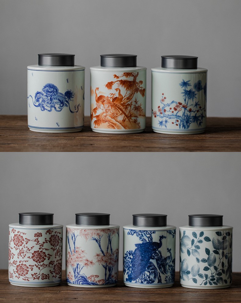 Porcelain Tea Caddy 1000ml, 7 Styles Optional