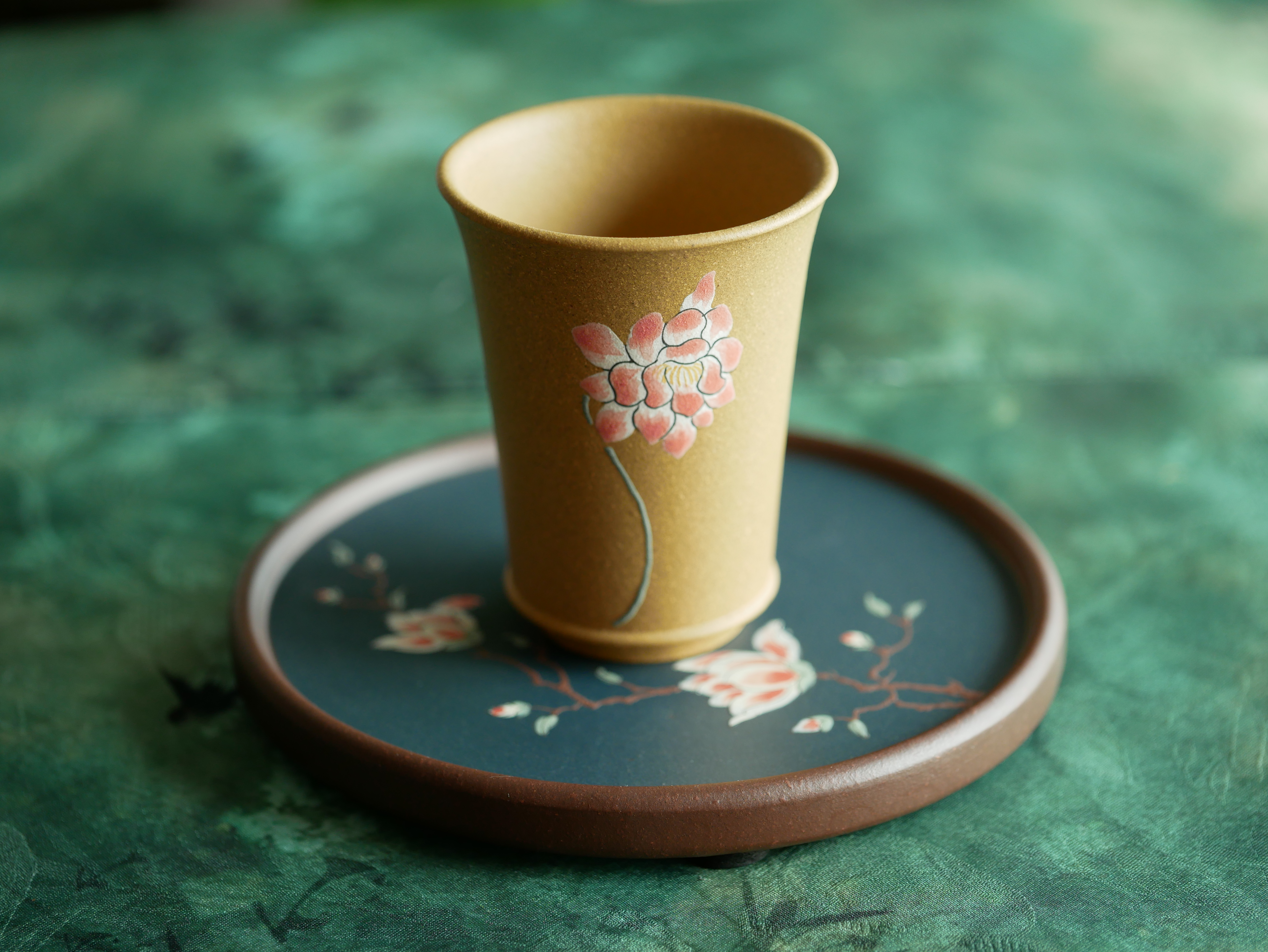 Handpaint Flower Purple Clay Tea Cup