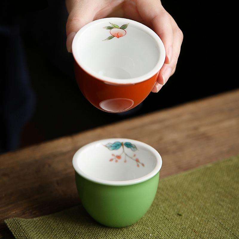 Colorful Tea Cups Set (6PCS) with Flower Pattern 100ml