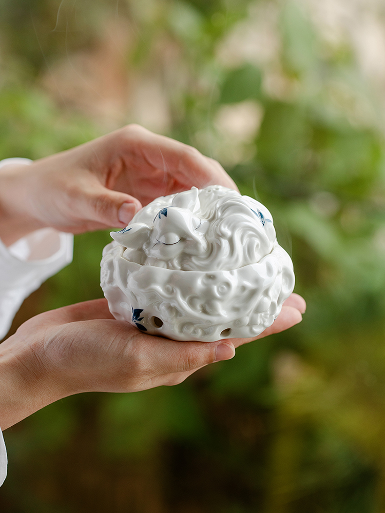 White Fox Porcelain Incense Burner