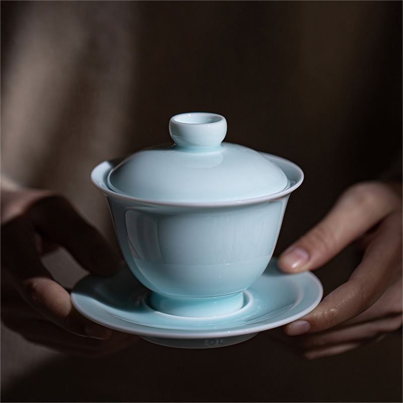 Shadow Green Porcelain Gaiwan with Saucer