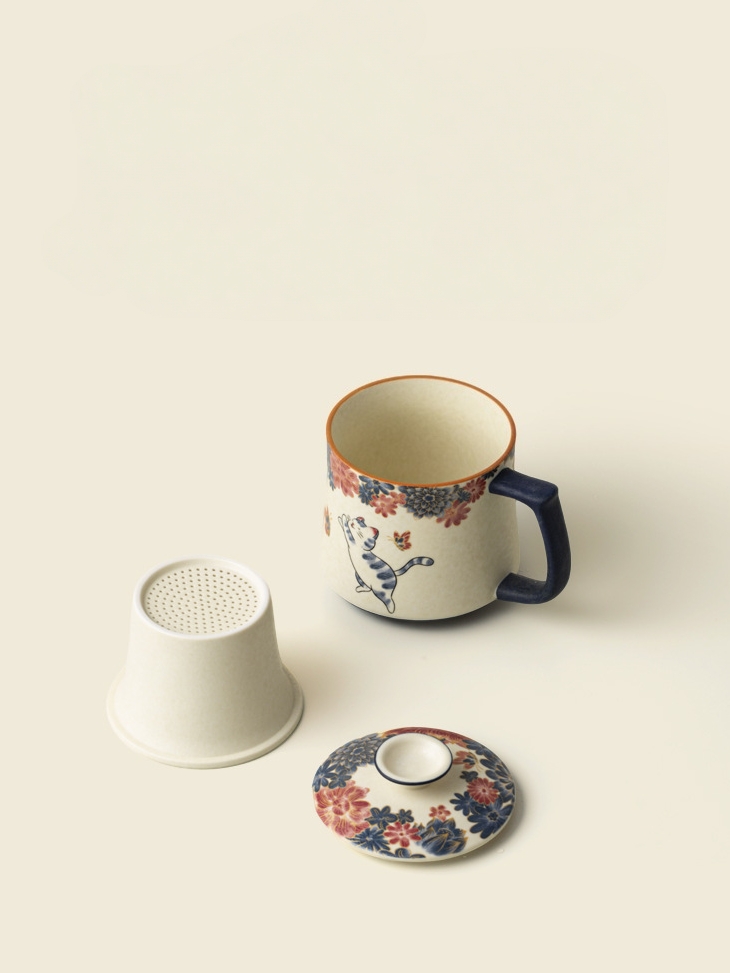 [Copy]White Cat Ceramic Mug with Strainer 320ml