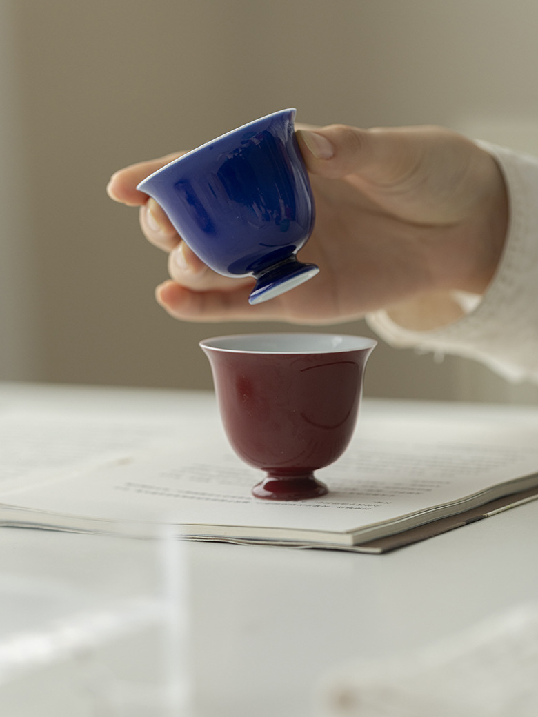 Monochrome Floral Porcelain Tea Cup 60ml, 6 Colors Optional