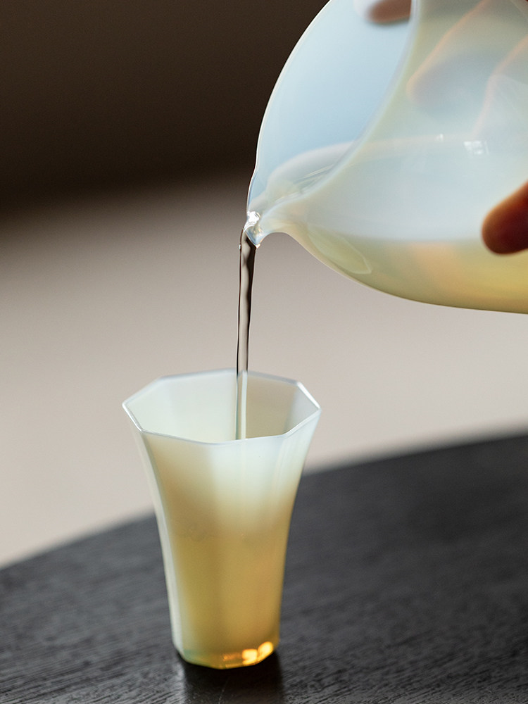 Yellow Jade Octagon Porcelain Cup 40ml
