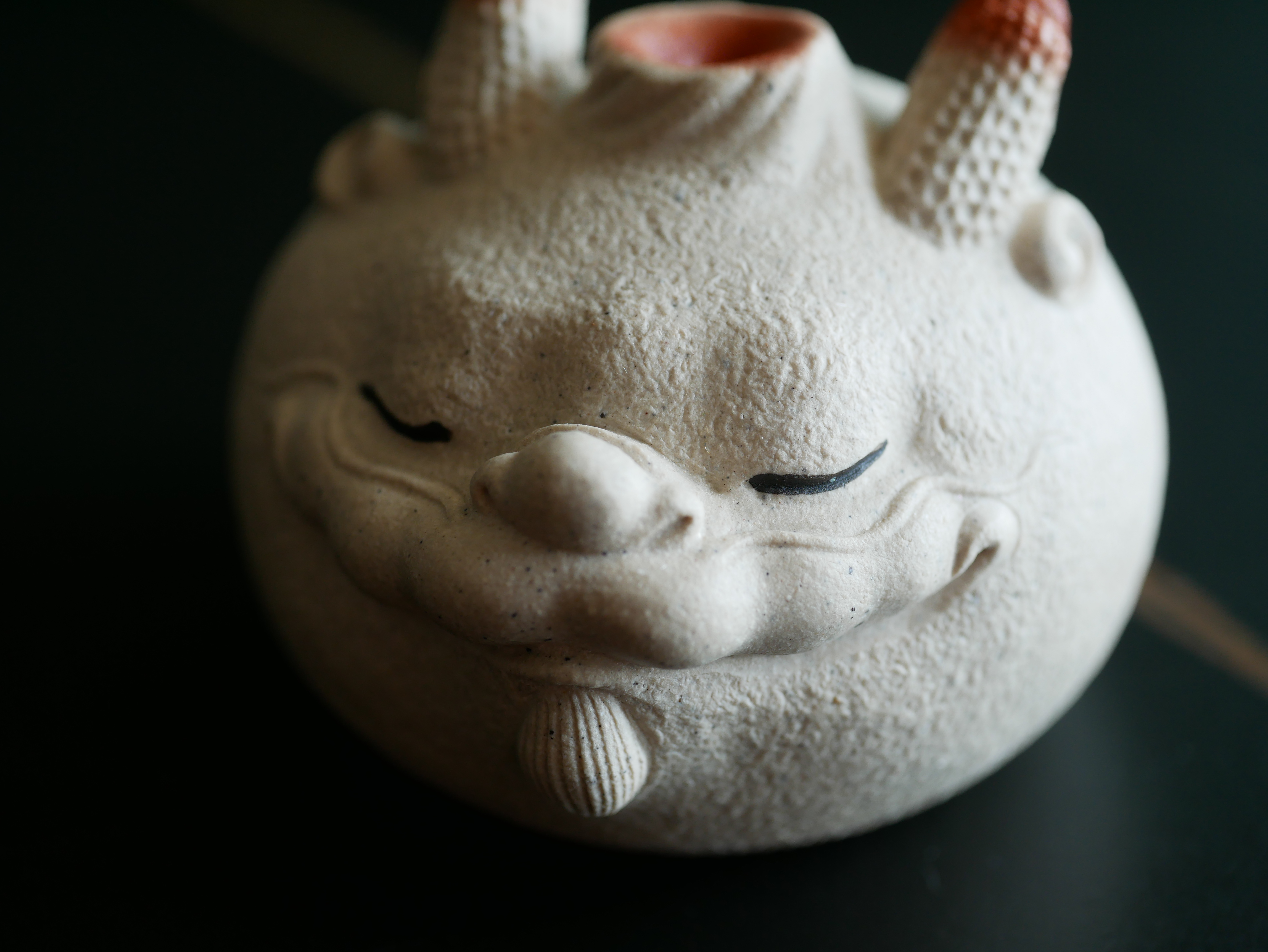 Peaceful Dragon Figurine, Handmade Ceramic Tea Pet/Lid Holder, Made of Yixing Zisha Clay