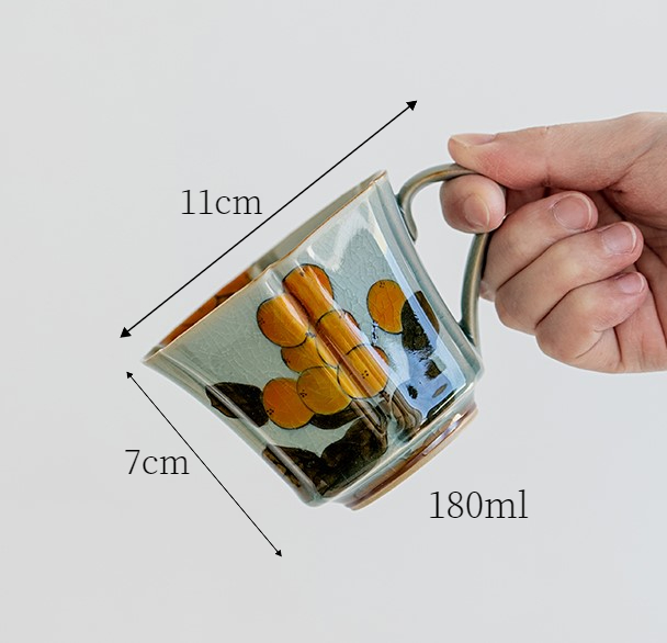 Flower Pattern Mug 180ml, Ice Crackle Porcelain Tea Cup Cappuccino Mug