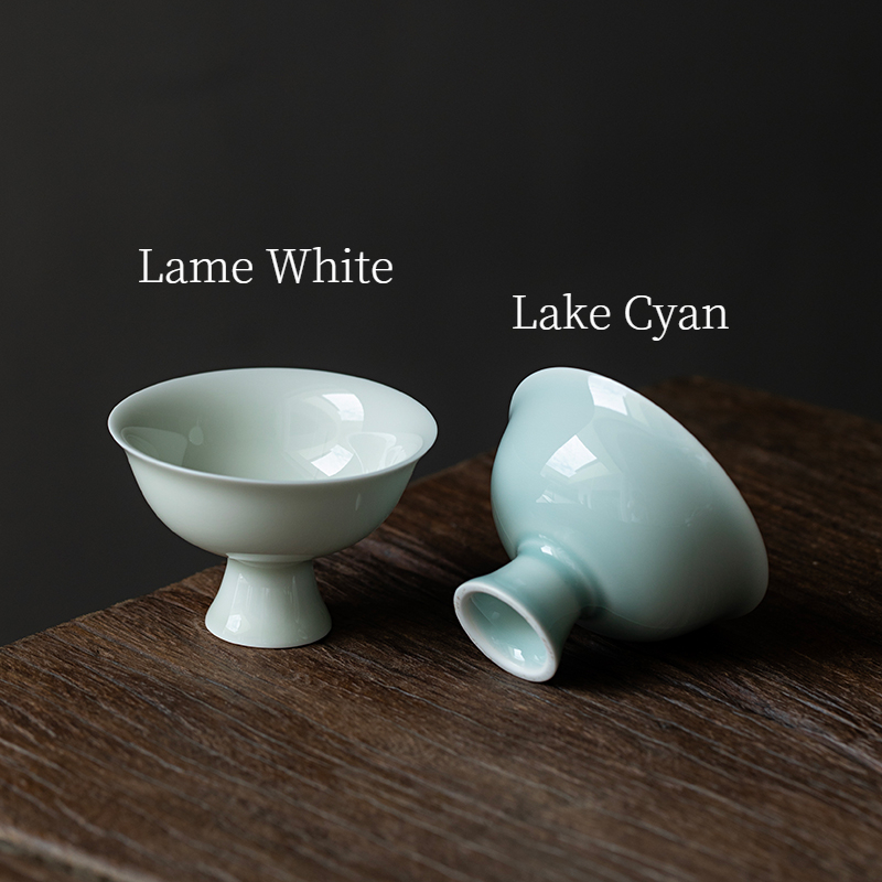 Minimal Style Tea Cup 60ml, Lake Cyan/Lime White Chinese Porcelain