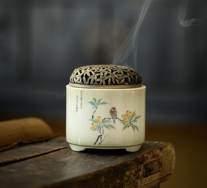 Ceramic Incense Burner with Brass Cover 6 Patterns Available
