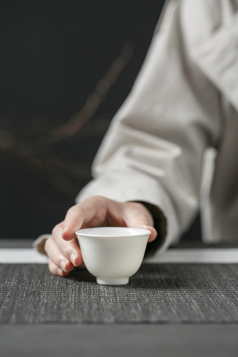 Simple Pure White Tea Cup*4pcs, ChineseGongfu Tea Cups Set 50ml