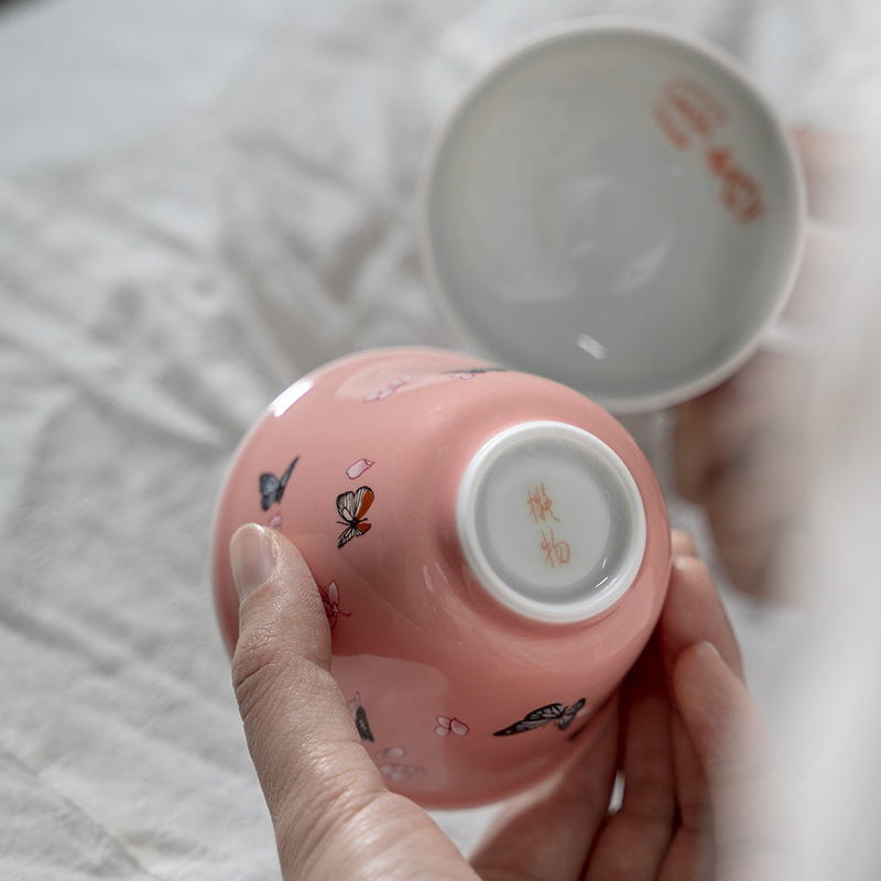 Butterfly Pattern Gaiwan, Multi Color Choice Porcelain 100ml
