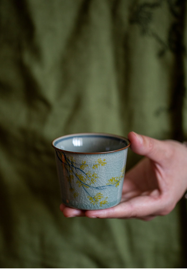 Maple Patttern Ceramic Kung Fu Tea Cup 120ml