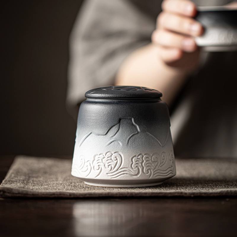 Japanese Style Ceramic Tea/Coffee Container Cans Canister, Tea Leaf Storage Sugar Canister