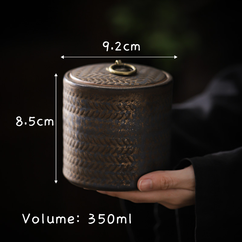 Stoneware Tea Canister 350ml, Japanese Style Rust-Glazed
