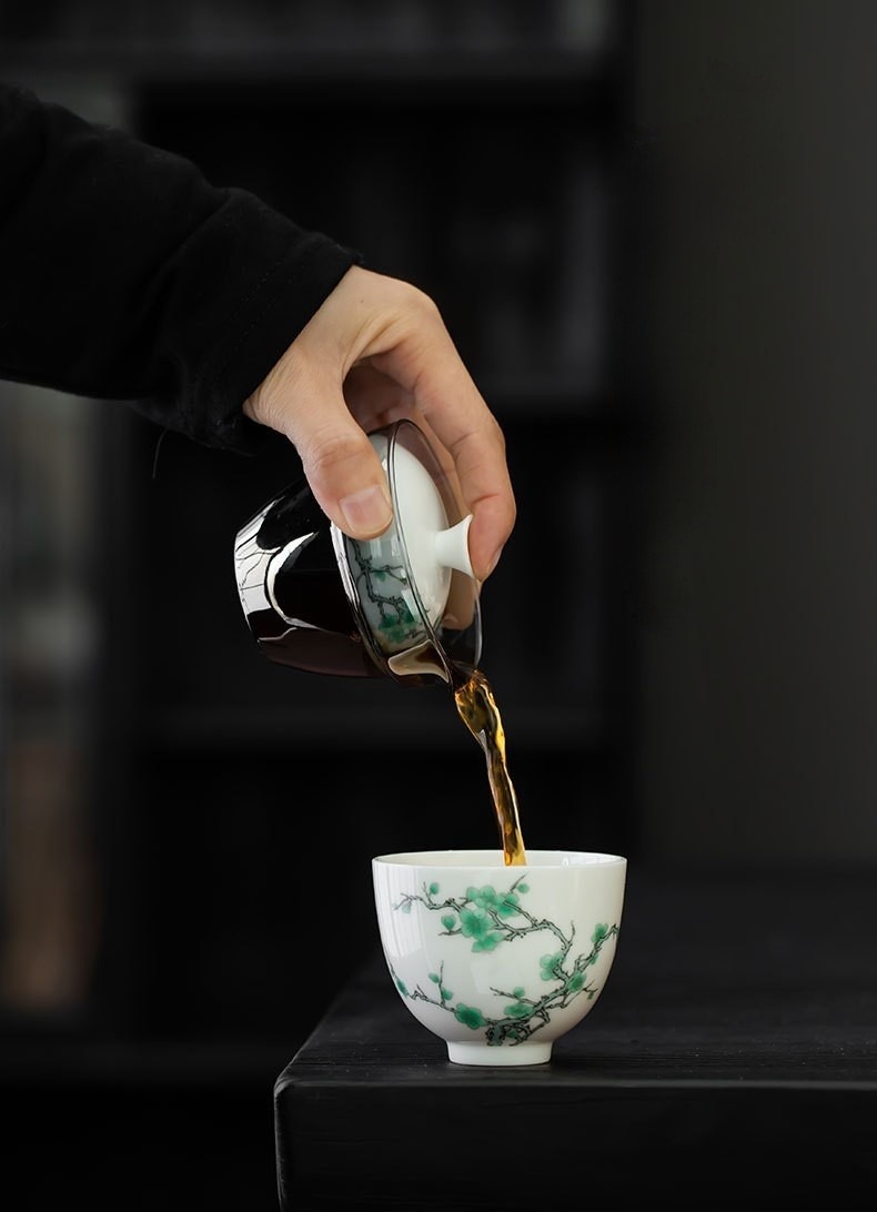 Green Plum Travel Tea Set with Case, 1 Teapot+1 Cup 150ml