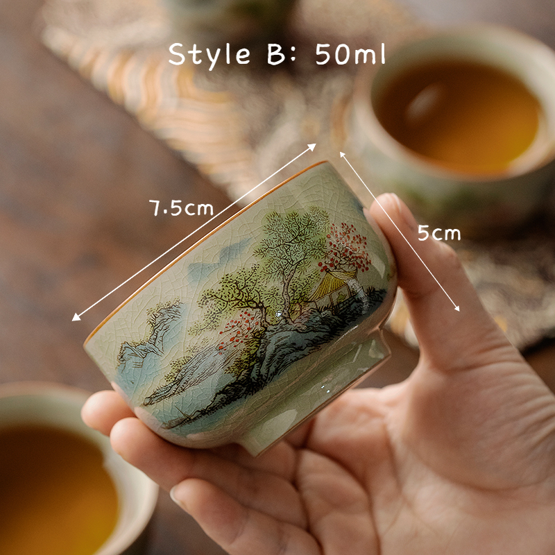 Spring Landscape Kungfu Tea Cup 65ml, 2 Styles Optional