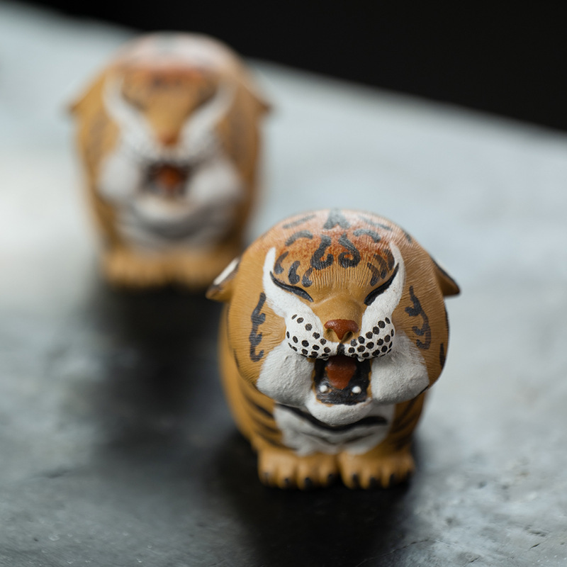 Baby Tiger Figurine, Ceramic Tiger Tea Pet