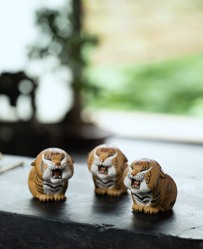 Baby Tiger Figurine, Ceramic Tiger Tea Pet