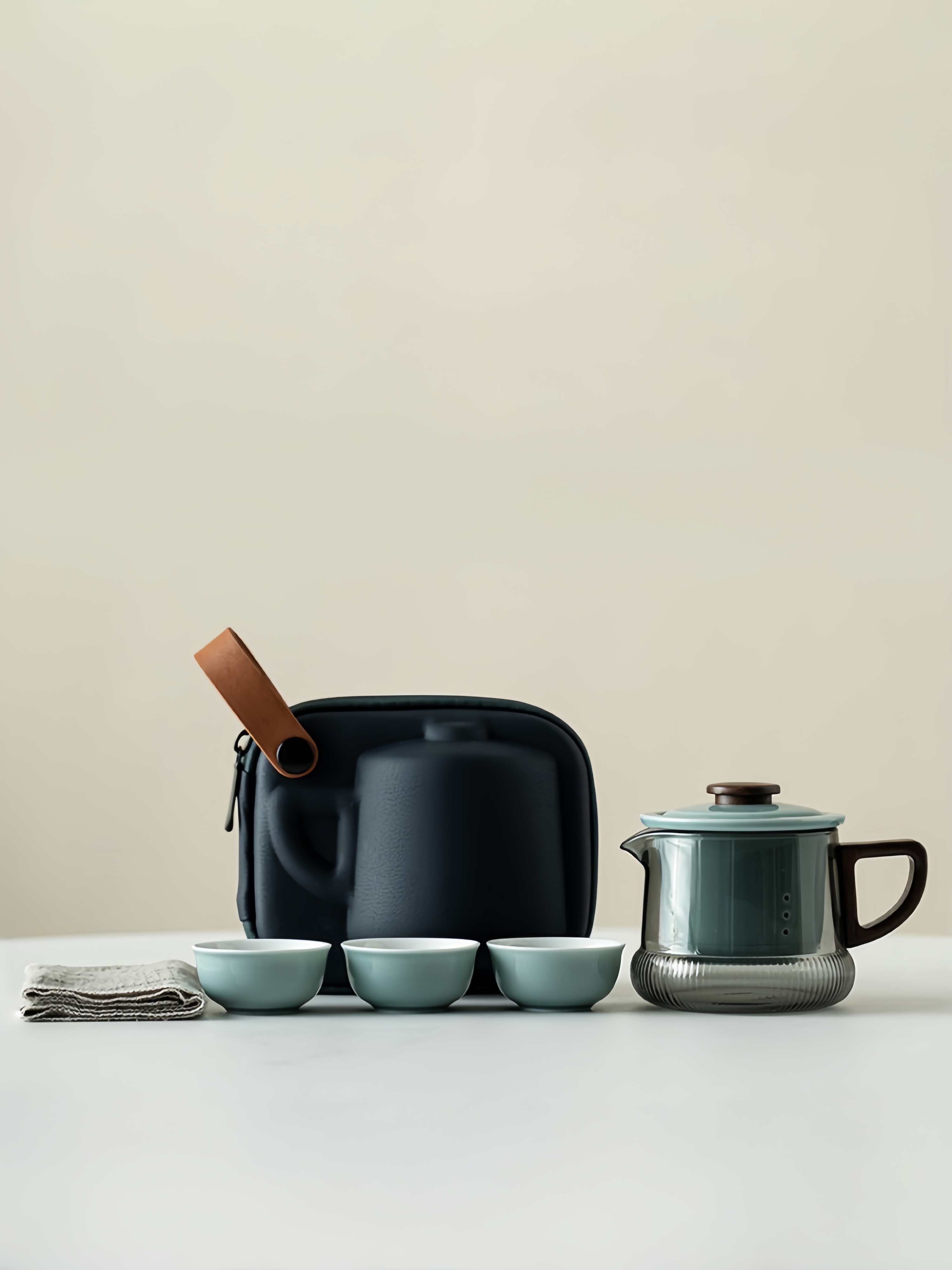 Modern Style Travel Tea Set 250ml, Teapot with infuser+3 Cups