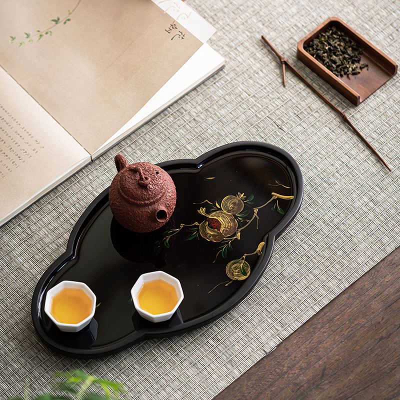 Bamboo Tea Tray Flower Patterns 5 Styles