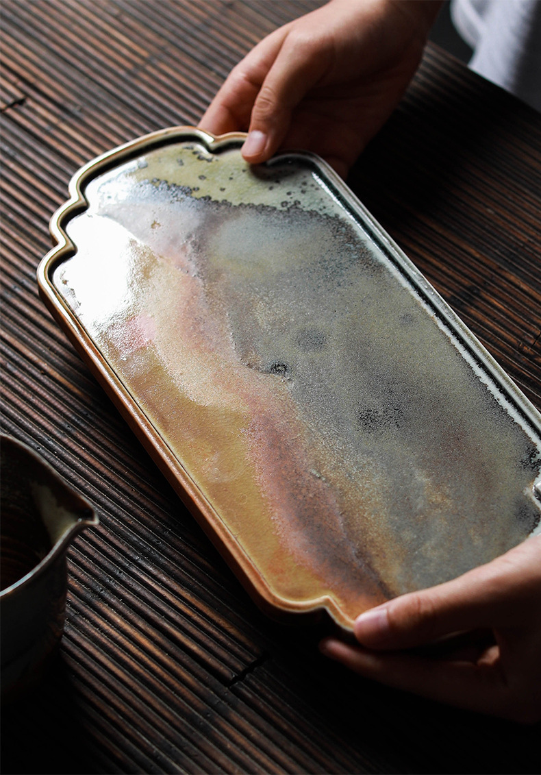 Mars Surface Tea Tray, Kungfu Tea Serving Tray, Ceramic Chinese Teaware