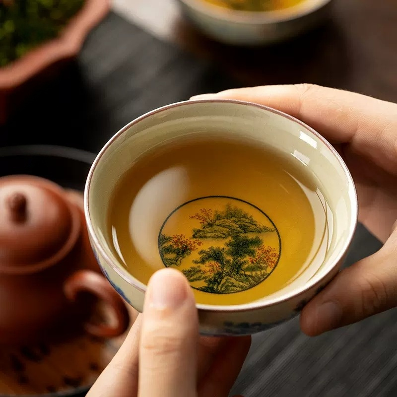 Landscape Kungfu Tea Cup 140ml, 2 Styles Optional