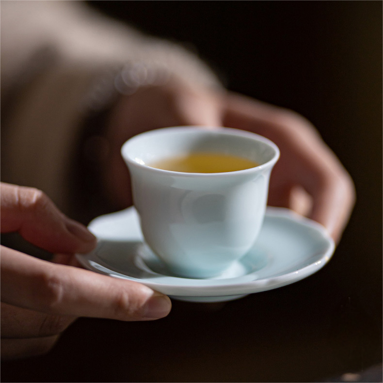 Shadow Blue Porcelain Tea Cups with Saucer 40ml