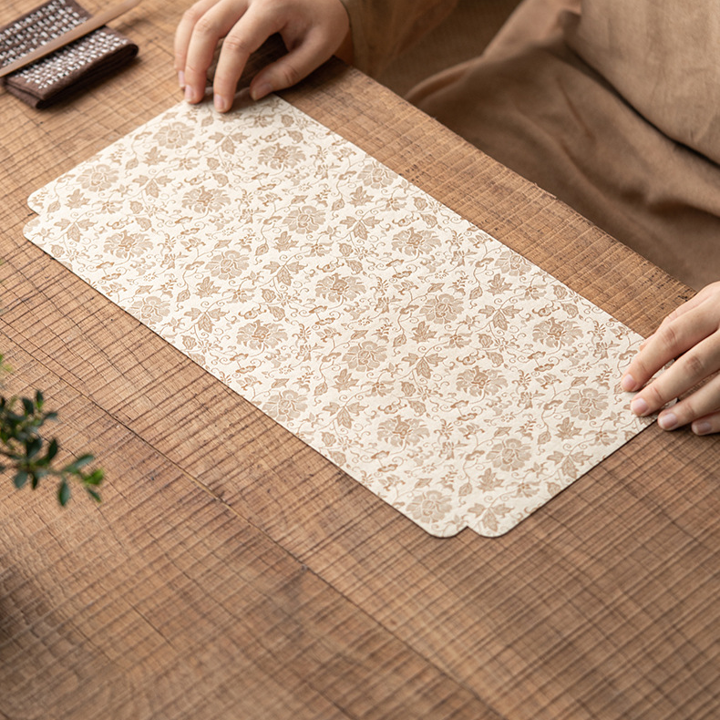 Scrolling Lotus Pattern Tea Mat, 4 Colors Optional