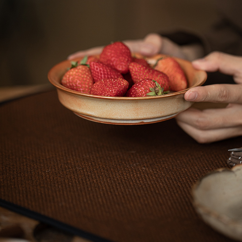 Japanese Shino Ware Style Black Cat Saucer For Teapots