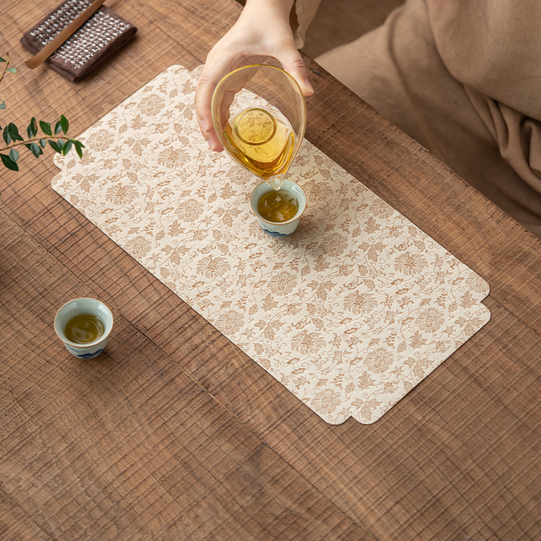 Scrolling Lotus Pattern Tea Mat, 4 Colors Optional