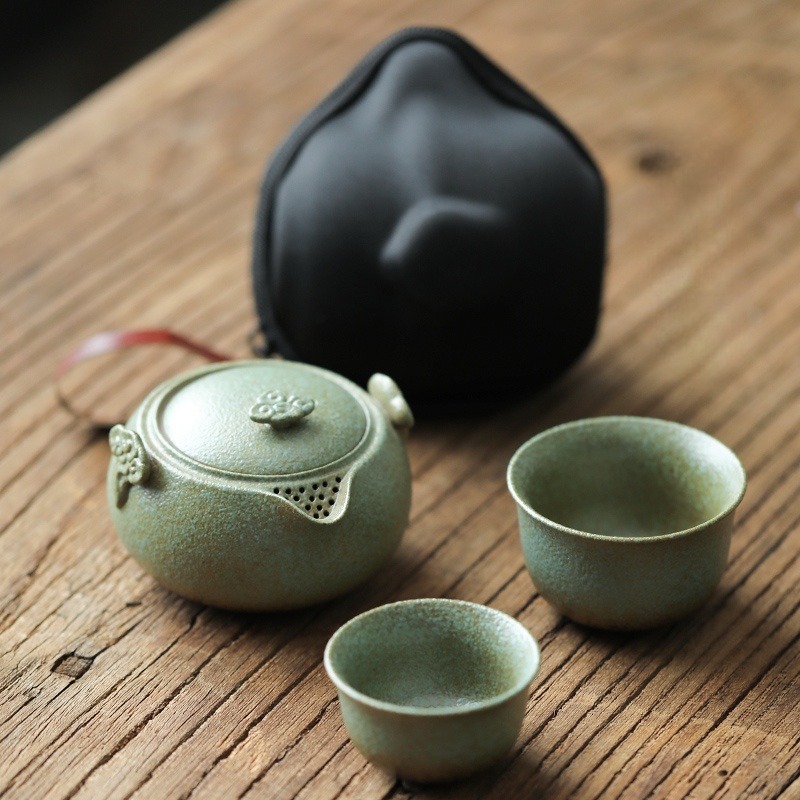Lucky Cloud Ceramic Travel Tea Set, 1 Teapot+2 Cups