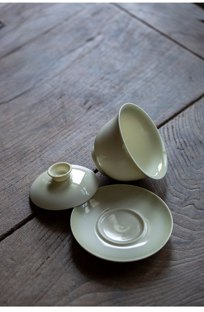 Ash White Gaiwan Set 170ml, Chinese Porcelain Kung Fu Tea Set