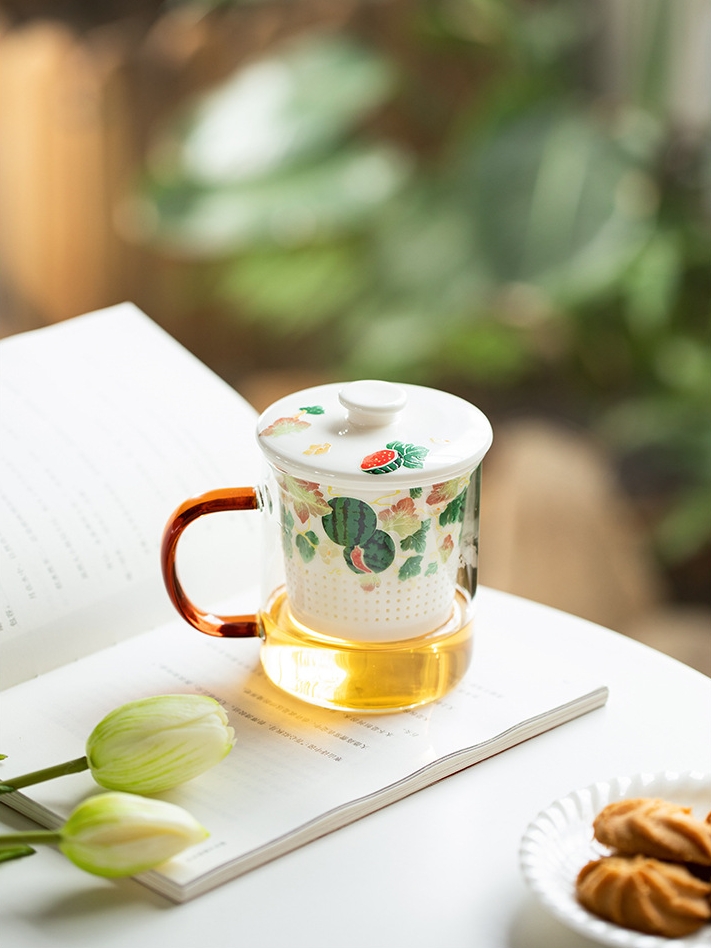 Glass Mug with Porcelain Straner 350ml