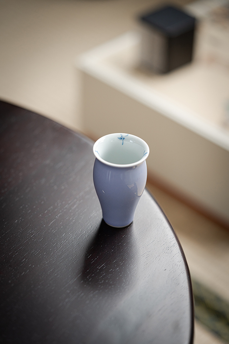 Slim Purple Tea Cups Set*4 PCS with Flower Deco