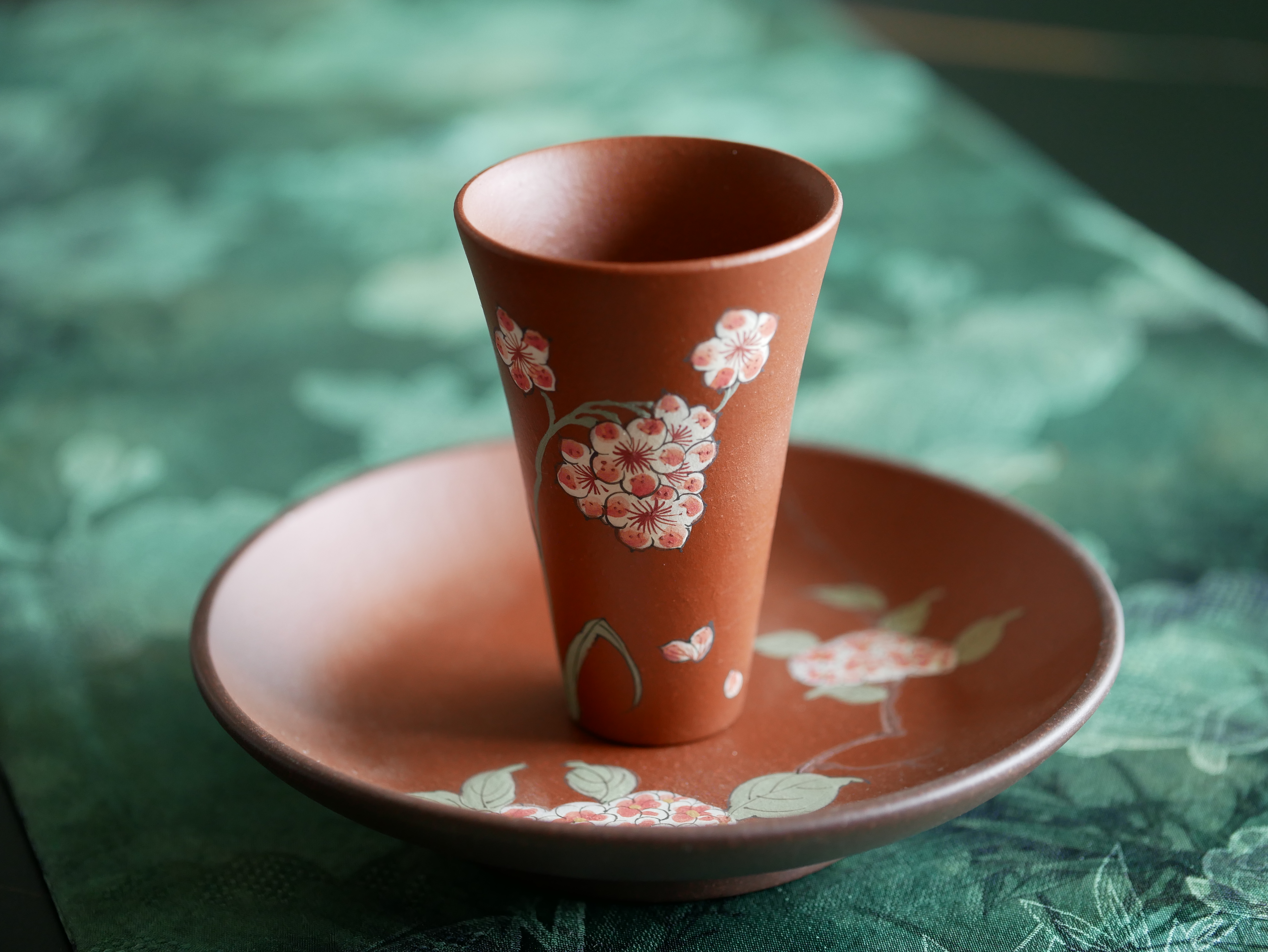 Handpaint Flower Purple Clay Tea Cup