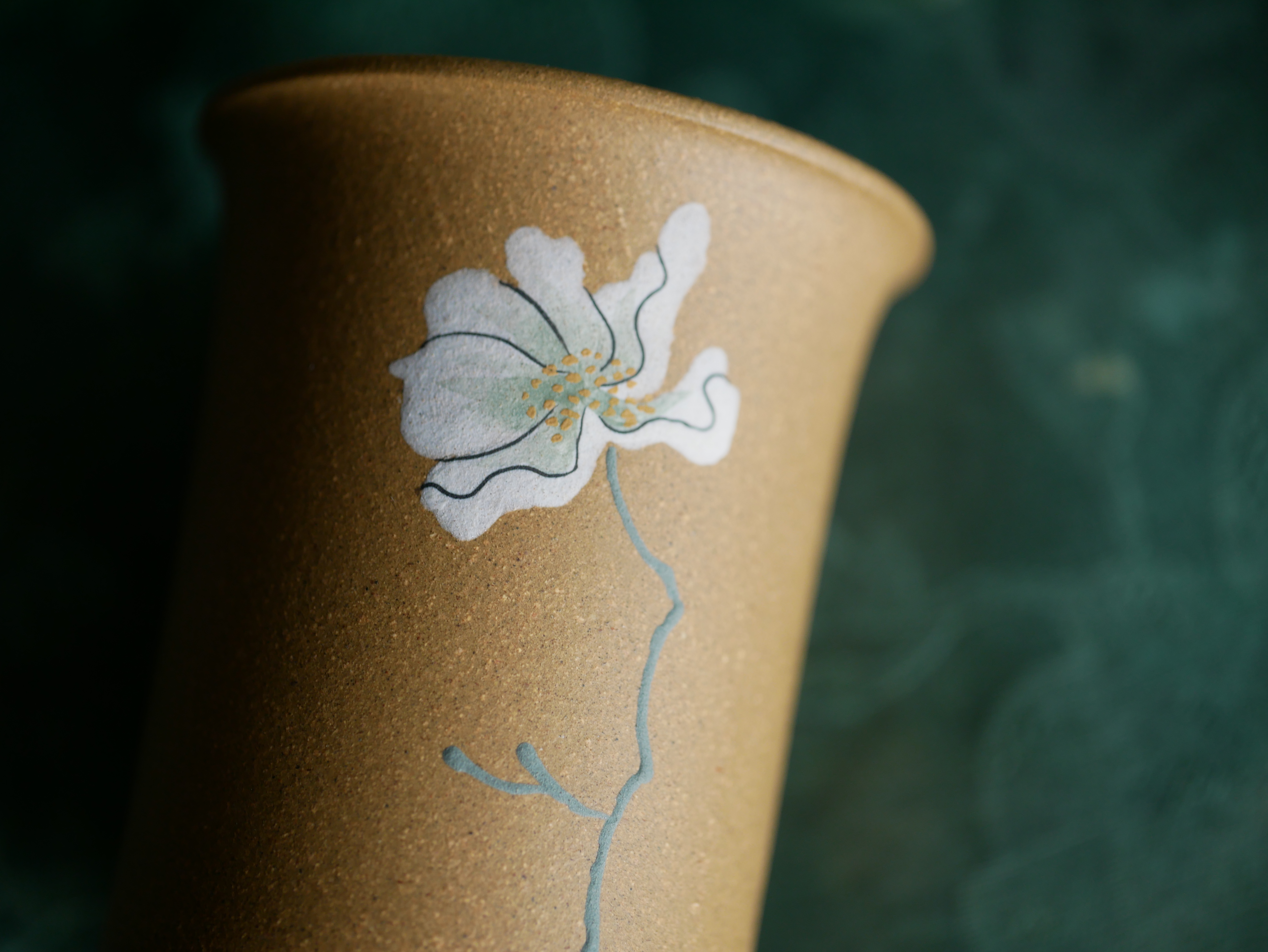 Handpaint Flower Purple Clay Tea Cup