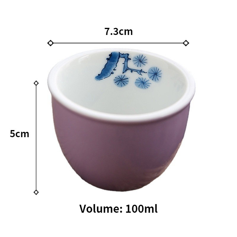 Colorful Tea Cups Set (6PCS) with Flower Pattern 100ml