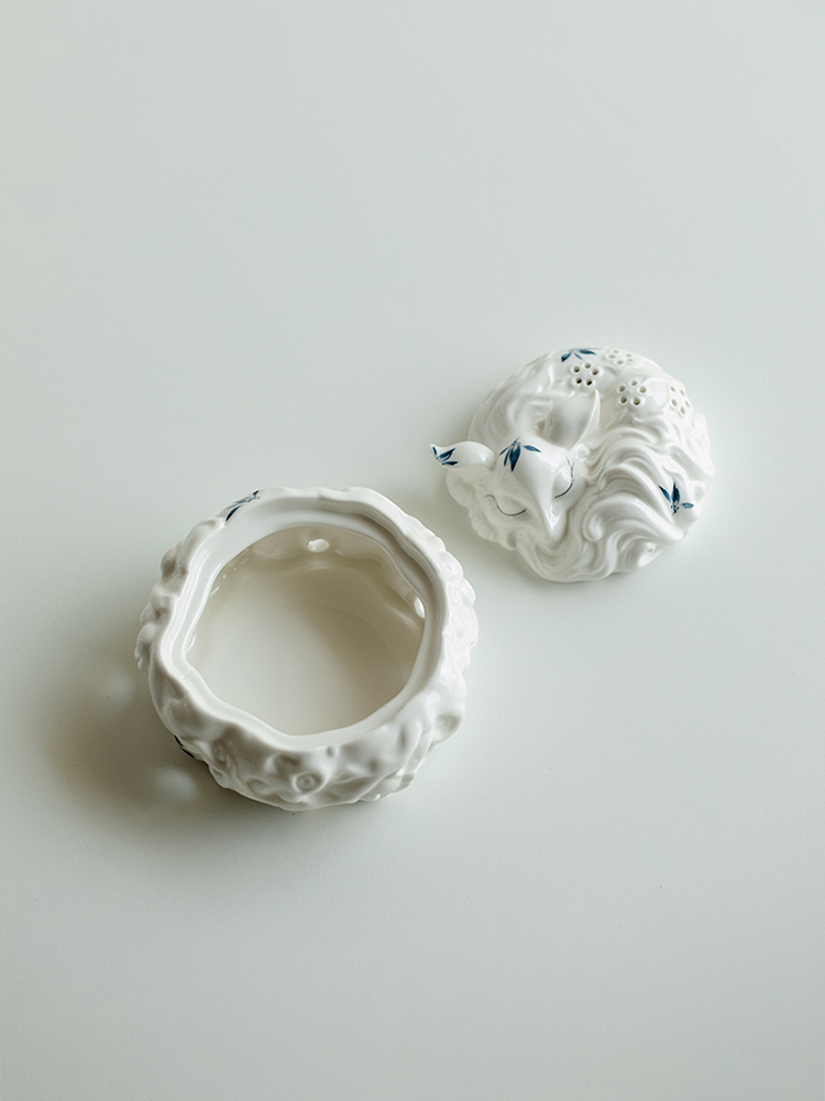 White Fox Porcelain Incense Burner